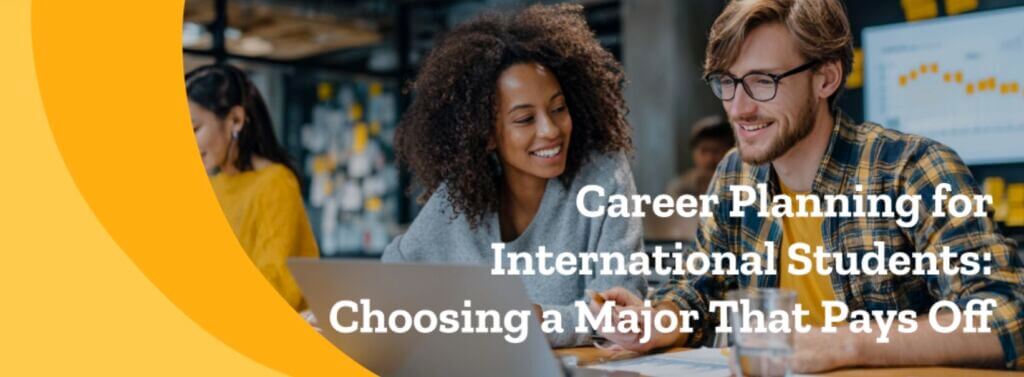 International students smiling about career options and selecting a major